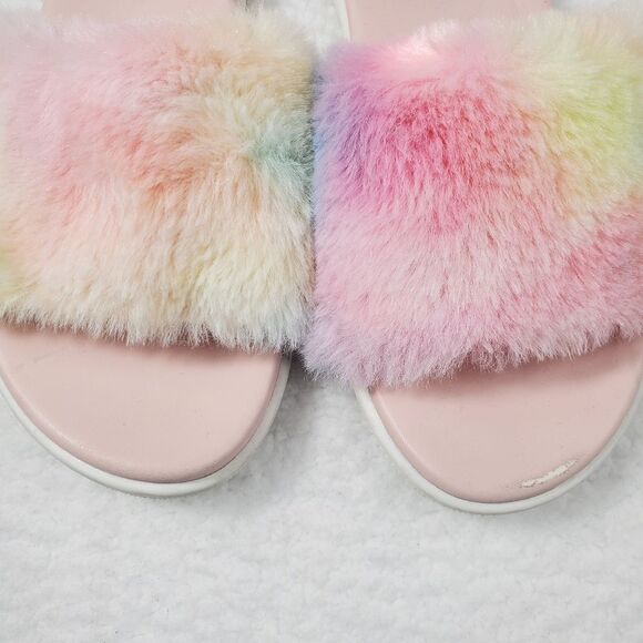 Dolce Vita “Jinah” Faux Fur Colorful Pastel Tie Dye Print Slides Size 9 - Picture 16 of 16